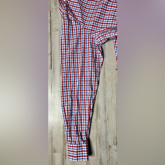 Tailorbyrd Mens Dress Shirt 2XLT Flip Cuff Long Sleeve Red Blue Button Up - Picture 10 of 14